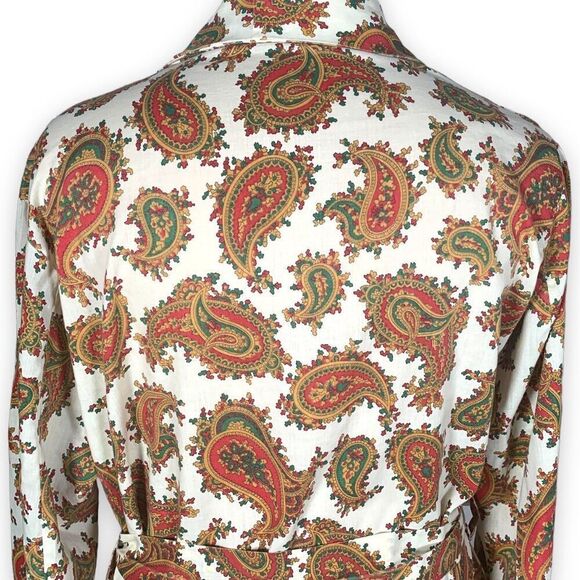 Vintage Towncraft Penn-Prest Paisley Print Unisex Robe Belted Dressing Gown - Picture 10 of 13